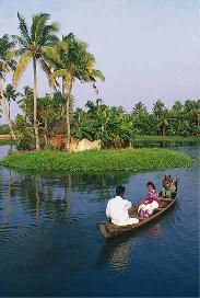 The "Kuttanad", the rice bowl of Kerala with its countless canals and waterways.